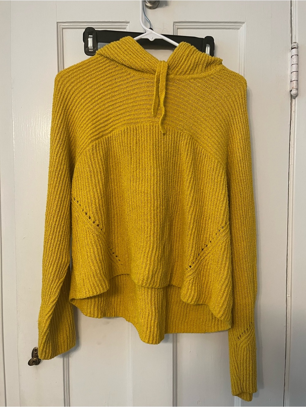 Rag & Bone Organic Cotton  Yellow Hoodie  Ribbed Knit Sweater Medium Casual Cool